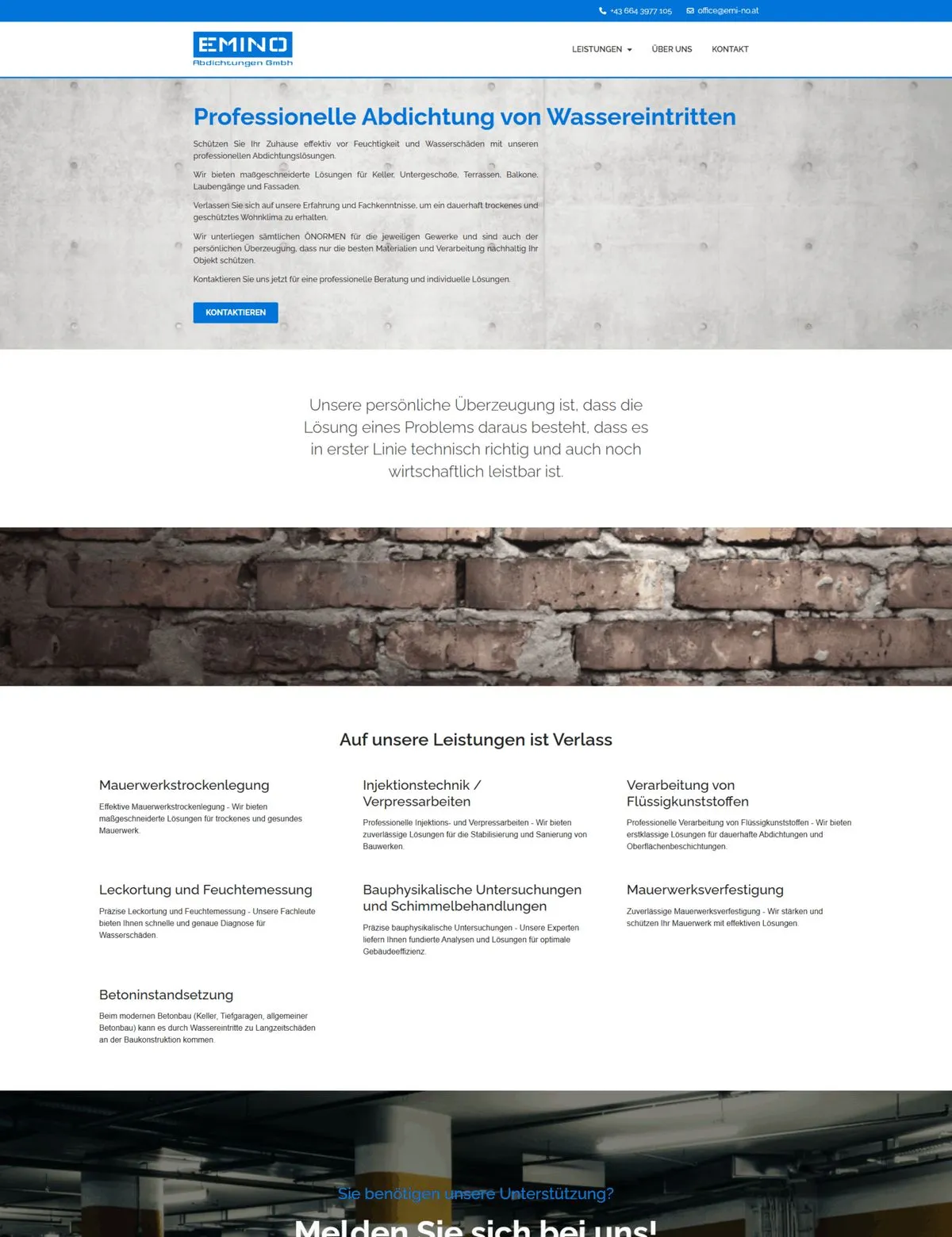 Website von Emino Abdichtungen GmbH