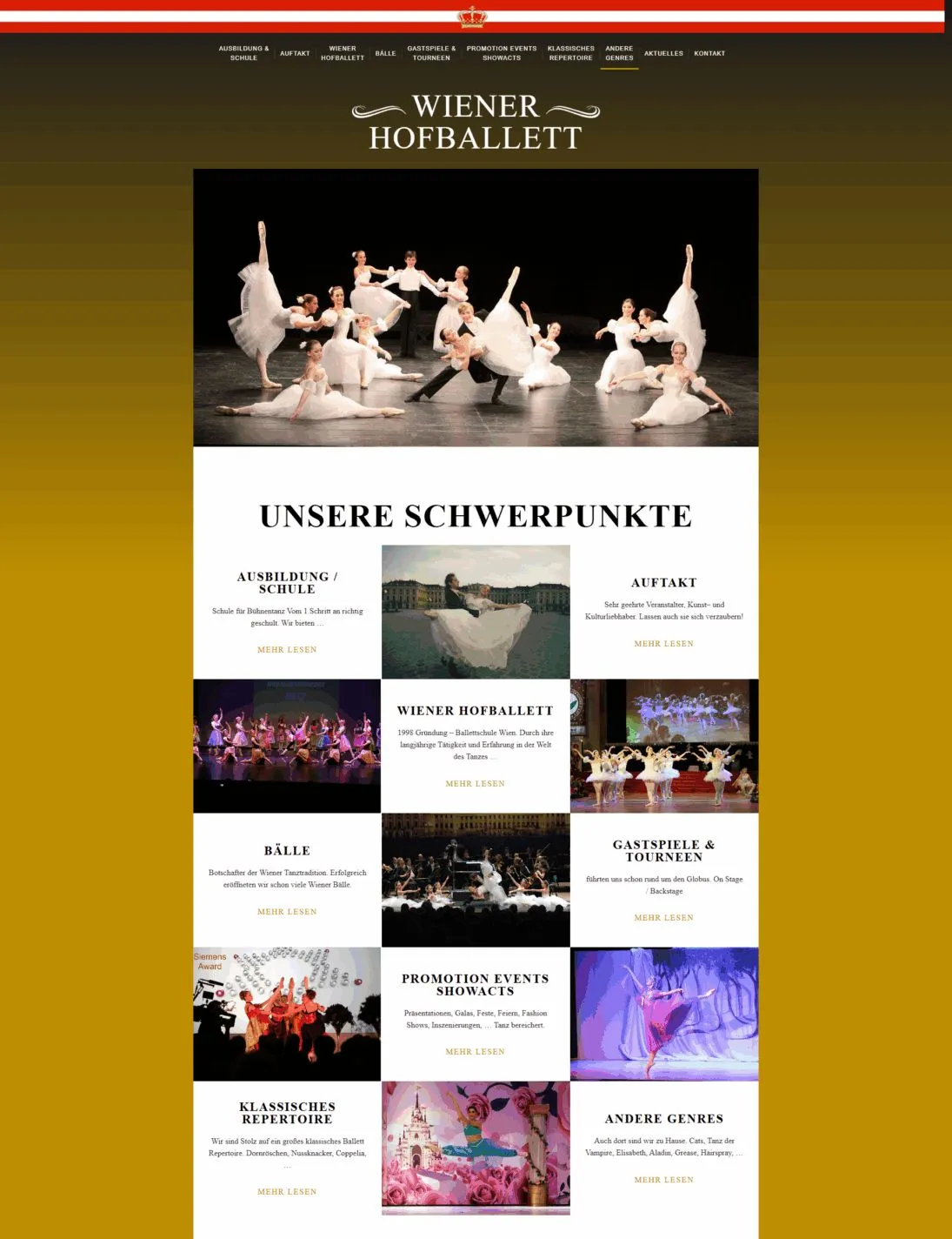 Website von Wiener Hofballett