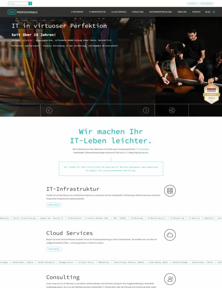 Screenshot: Webauftritt & Tooling für einen IT-Dienstleister
